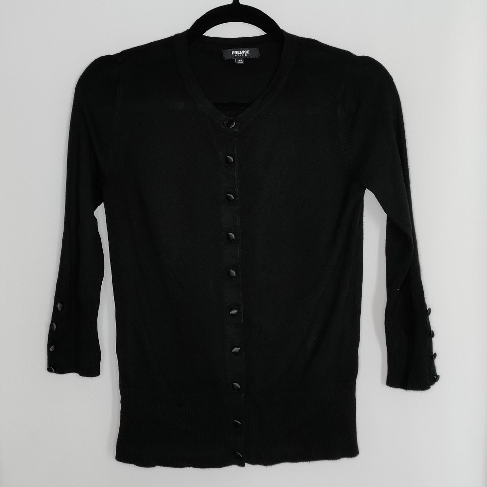 Premise Studio Black Button-Up Cardigan